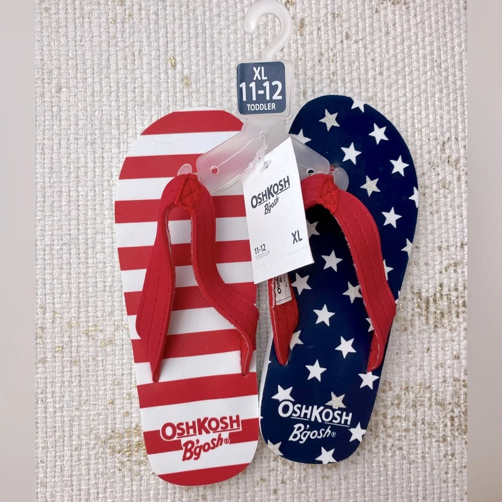 OSHKOSH B’GOSH Toddler 4th of July Flip Flip Sandals NWT | Size XL 11/12